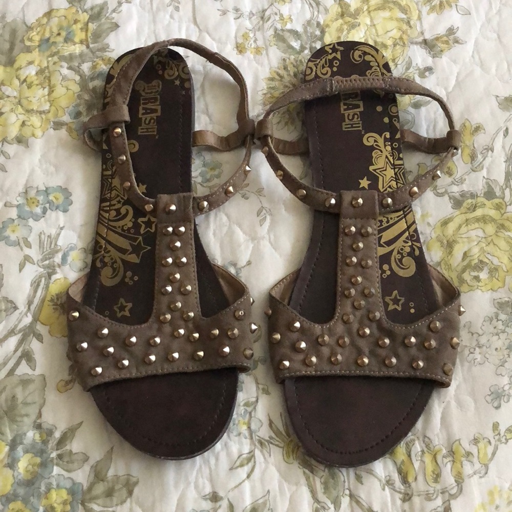 Brown studded sandals